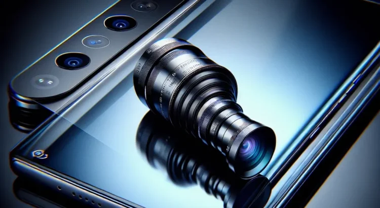 "Samsung Galaxy S25 Ultra smartphone showcasing its innovative 10× folded telephoto lens, highlighting advanced photography capabilities and sleek design."